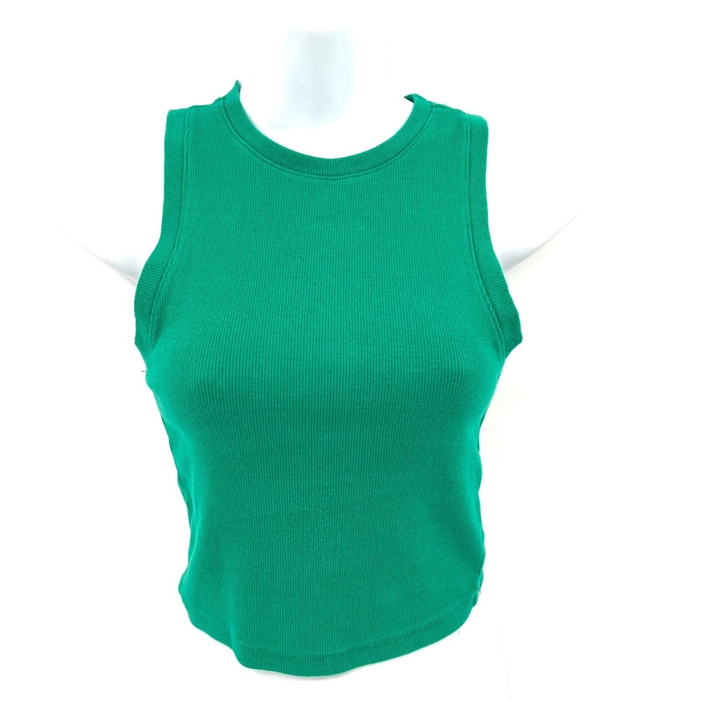 Hollister high-neck tank top ribbed fitted casual classic spring green comfy S